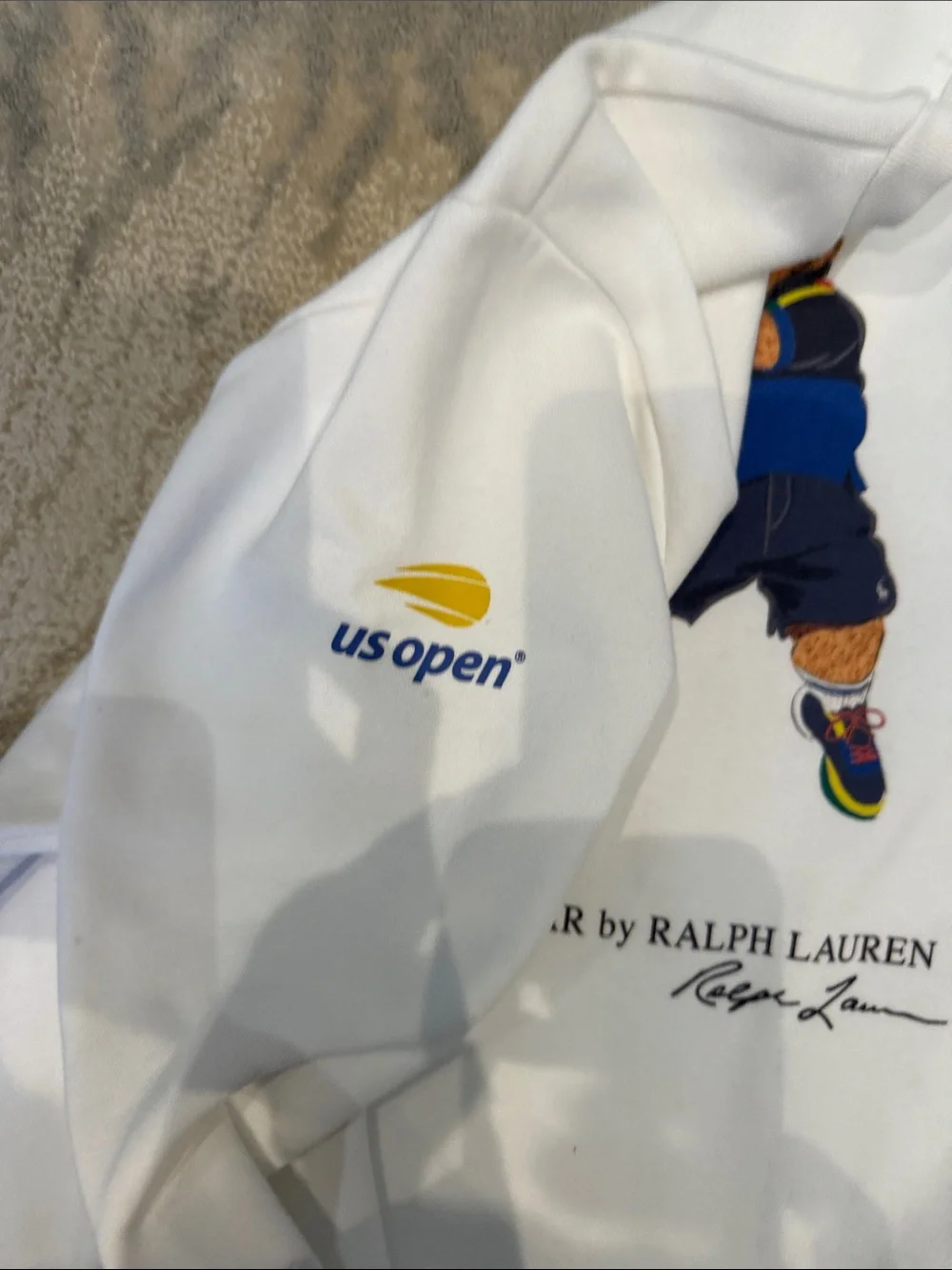 Ralph Lauren White Polo Bear Tennis Crewneck Sweatshirt